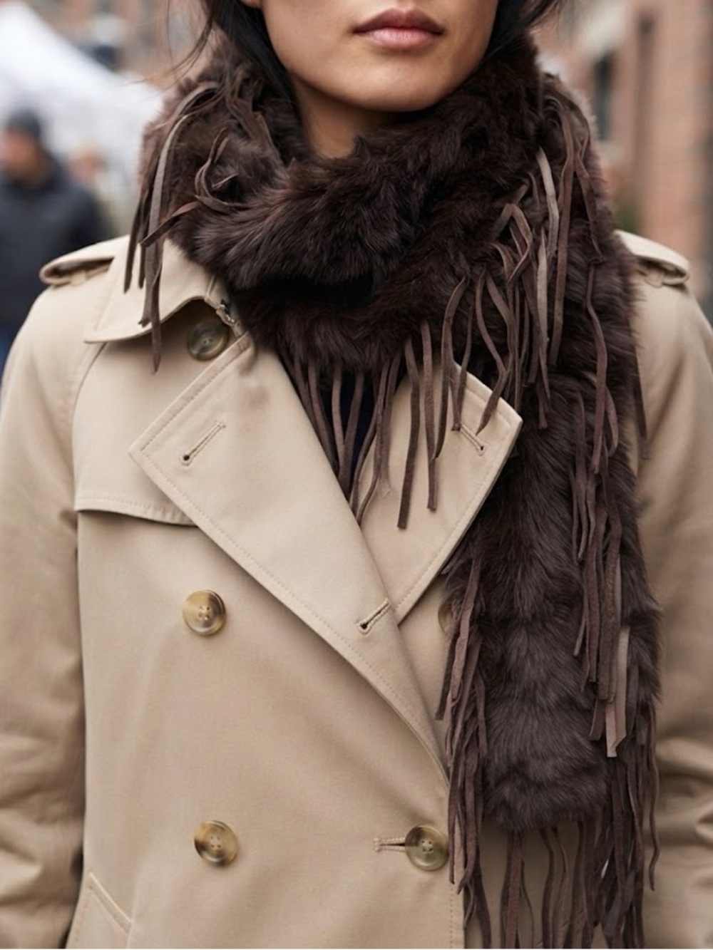 REAL RABBIT FUR FRINGE SCARF